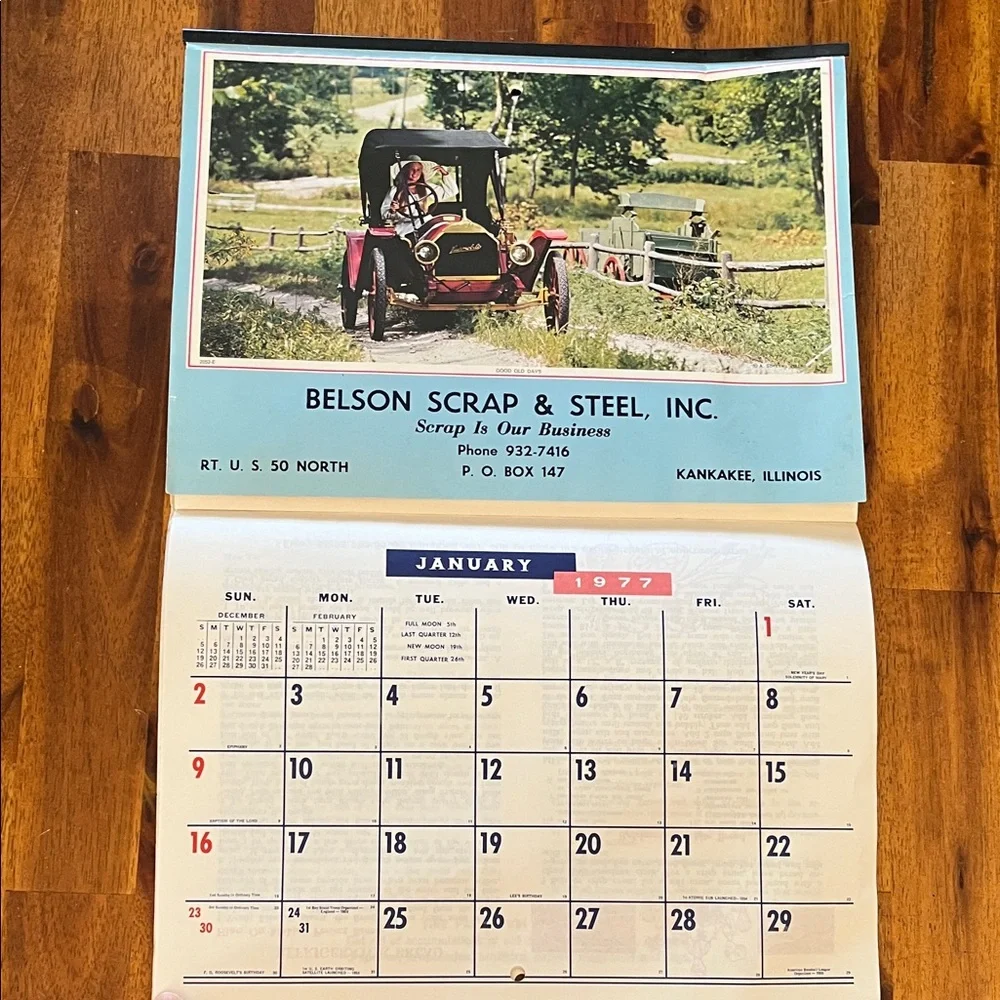 Vtg 1977 Benson Scrap & Steel Advertising Calendar Kankakee, IL 70s Ephemera